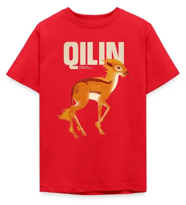 Produktbild von Spreadshirt Phantastische Tierwesen 3 Qilin Einhorn Teenager T-Shirt, 134/146 (9-11 Jahre), Rot