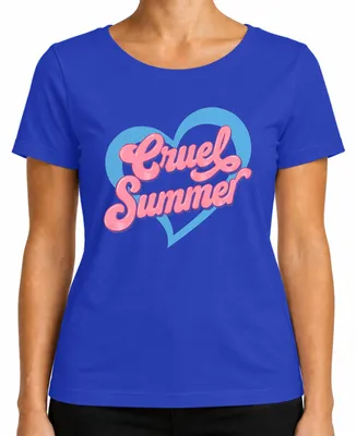 Immagine prodotto di Maglietta Cruel Summer Summer Heart Retro Pink Girls 80s Pop Festival Ladies, Blu, S