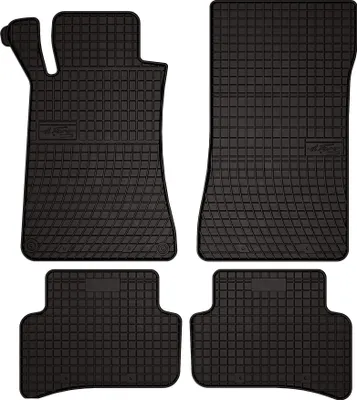 Produktbild von Gummifußmatten passend für Mercedes C W203 (Limousine, Kombi, Bj. 2000-2008) –  schwarz, passgenau, mit Befestigungen set 4 Stk. - Gummi-Automatten