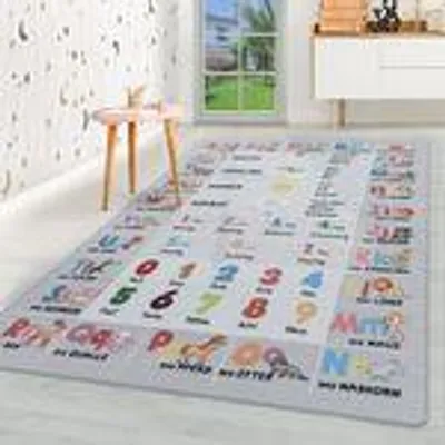 Produktbild von Homebyhome Kinderteppich Lernenmatte Alphabet Design Jungen Teppich Mädchen, Spielteppich Kinderzimmer Teppich, Grösse: 120x170 cm