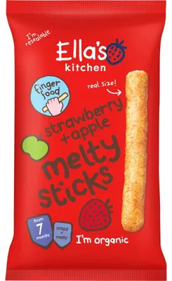 Produktbild von Ella's Kitchen Melty Sticks Erdbeere & Apfel 16g, 7 Monate+ gesunder Snack