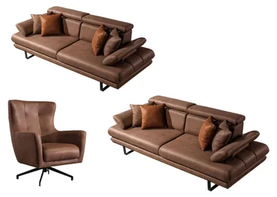 Produktbild von Sofa Set Energy Grau-Seidengrau Stellvariante 3+2+1 Relax- und Bettfunktion, pflegeleichter Mikrofaser Samtstoff