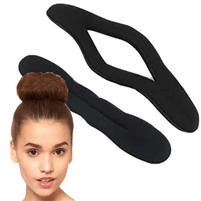 Produktbild von 2 Teile/satz Haarknoten Leicht zu reinigende multifunktionale schwarze Schwamm-Haar-Styling-Werkzeuge für Mädchen