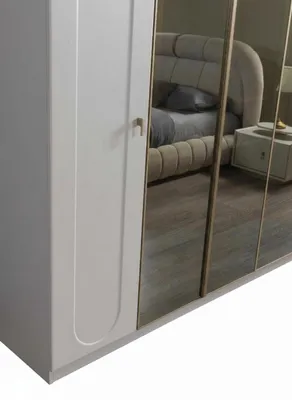 Produktbild von Kleiderschrank Modern Weiß Designer-Kleiderschrank Goldeinsätze