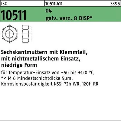 Produktbild von Reyher  Sechskantmuttern ISO 10511 04 M 14 Zn DiSP (100 Stück)