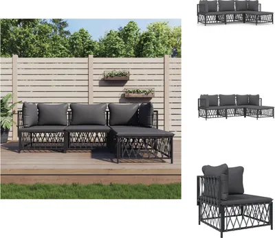 Produktbild von vidaXL 4-tlg. Garten-Lounge-Set mit Kissen Anthrazit Stahl - Gartenmöbel-Sets