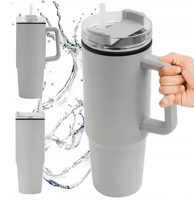 Produktbild von Tops Thermobecher mit Henkel und Strohhalm 900ml Groß für Auto