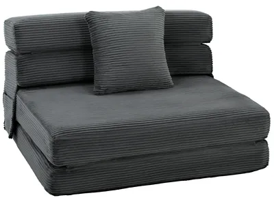 Immagine prodotto di Divano letto 2-in-1 - Divano letto pieghevole - Con cuscini - Aspetto corda - Grigio scuro - 100 x 76 x 62 cm