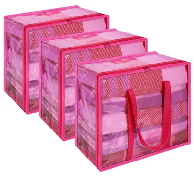 3er-Set Unterbett-Aufbewahrungstaschen 40 L transparent PVC