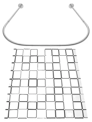 Produktbild von Duschvorhangstangen-Set, U-förmiges Design, bohrfreie Installation, 240cmx180cm