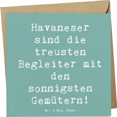 Produktbild von Mr. & Mrs. Panda Glückwunschkarte Spruch Havaneser Begleiter - Meeresbrise - Geschenk, Hunderassen, süß, Charakter, Pflege, Hunderasse, doppelkarte, Haltung, faltkarte