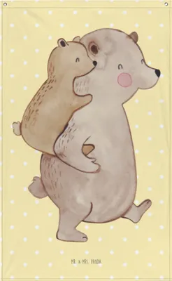 Produktbild von Mr. & Mrs. Panda Wandbild Papa Bär - Gelb Pastell - Geschenk, Tapisserie, Vatertag, Muttertag, Wandschmuck, Stoff, Boho Wandteppich, Geburtstag, Gobelin