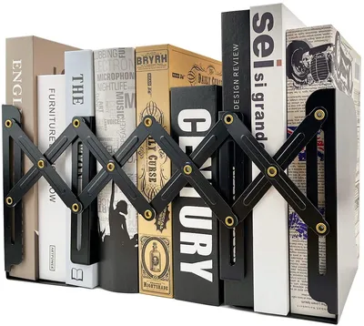 Produktbild von Verstellbare Metall-Bücherstütze – Robuste Anti-Rutsch Bücherhalter Schwarz