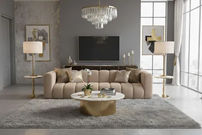 Produktbild von Kaiser Möbel Couch, Viersitzer-Sofa Grand, Veloursstoff Salvador, Beige