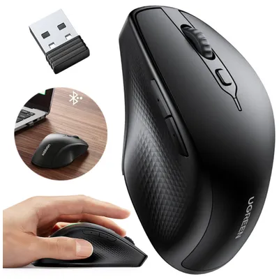 Produktbild von Ugreen ergonomische kabellose Computermaus schwarz (MU101)