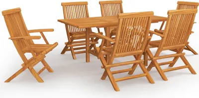 Produktbild von vidaXL 7-tlg. Garten-Essgruppe Massivholz Teak