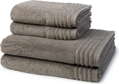 Produktbild von Vossen Vienna Style Supersoft 2 X Handtuch 2 X Duschtuch im Set Extrem flauschig und saugfähig, Stäbchenbordüre Ton in Ton, Logostick