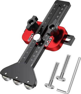 Image de Chariot de guidage pour scie circulaire de table – Dispositif de coupe fine avec 3 rouleaux et butées pour rainures en U et en T (3/8 x 3/4, 1/4 x 3/8) – Accessoires pour le travail du bois