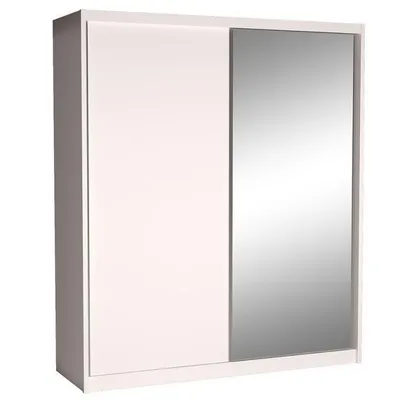 Obrázek produktu pro Šatní skříň 208 cm s posuvnými dveřmi se zrcadlem BERLINA 1 - alpská bílá