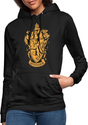 Produktbild von Spreadshirt Harry Potter Haus Gryffindor Wappen Logo Frauen Hoodie, L, Schwarz
