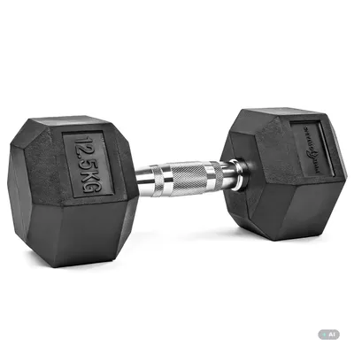Obrázek produktu pro Činka 12,5 kg, šestihranná činka, gumový povrch, tělocvičné činky pro silový trénink, domácí, cvičení, fitness