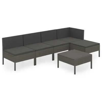 Produktbild von vidaXL 6-tlg. Garten-Lounge-Set mit Auflagen Poly Rattan Grau