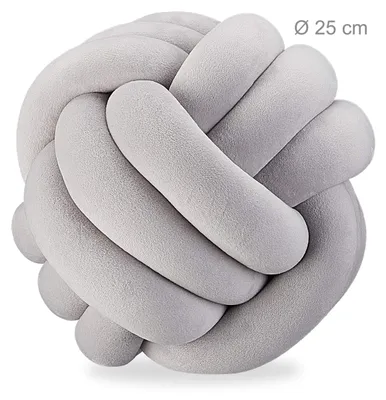 Knotenkissen grau Ø 25 cm – dekorativ für Sofa & Bett