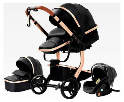 Produktbild von 3 in 1 Kombikinderwagen Hochformat Neugeborenen Kinderwagen Schwarz