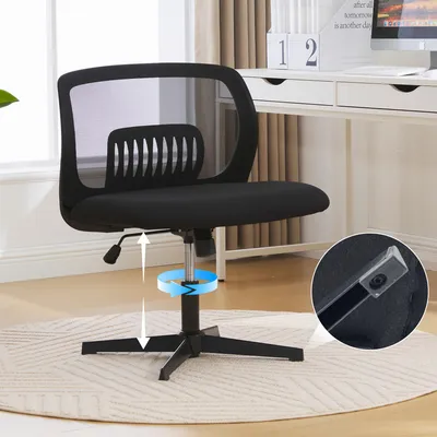 Produktbild von Armlose Bürostühle, Lesesessel mit breiten Polstern, Wohnstühle zum Sitzen mit gekreuzten Beinen, Wippfunktion, höhenverstellbar, 360° drehbar