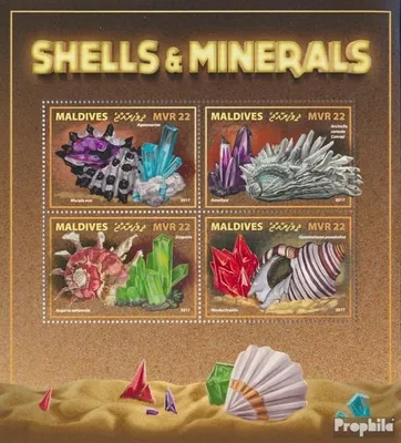 Produktbild von Briefmarken Malediven 2017 Mi 7248-7251 Kleinbogen (kompl. Ausg.) postfrisch Muscheln und Mineralien