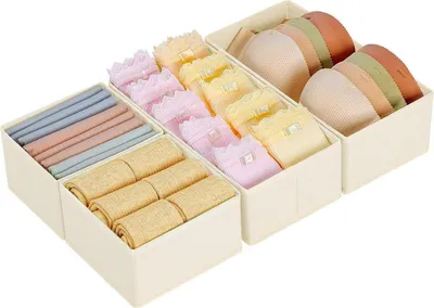 Obrázok produktu pre Homsorout Sada 4 zásuvkových organizérov Úložné boxy béžová
