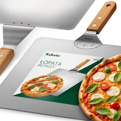 Produktbild von Kuketo | Pizzaschaufel & Brotschieber 30 cm – Edelstahl – Holzgriff – Für Pizza, Brot und n