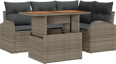 Immagine prodotto di vidaXL Set di divani da giardino con portaoggetti 5 pezzi in Poly Rattan Grigio
