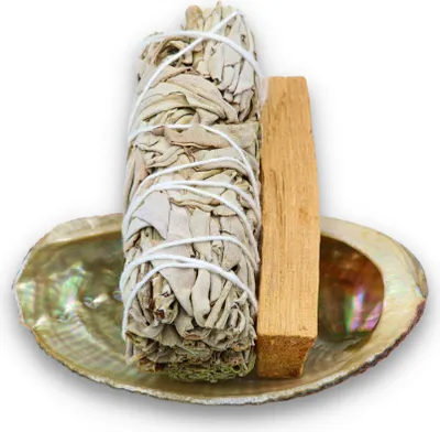 Produktbild von LAVISA Räucherset Smudge Kit (Abalone Muschel + Weißer Salbei + Palo Santo) handgefertigt, e Qualität, Smudge Sticks, White sage