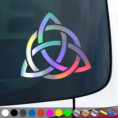 Produktbild von PantherPixel Triqueta Aufkleber Keltischer Kelten Knoten Sticker Auto Geschenkidee Farbe Oilslick-Hologramm