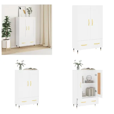 Zdjęcie produktu dla vidaXL Kredens biały 69,5x31x115 cm Materiał drewnopochodny - Kredens - Kredens - Kredens - Kredens