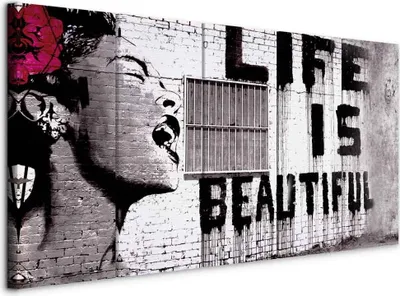Produktbild von Vlies Leinwandbild - Banksy: Life is Beautiful 200x80 cm Streetart i-C-0114-b-m