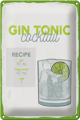 Produktbild von Blechschild Rezept Gin Tonic Cocktail Recipe 20x30cm