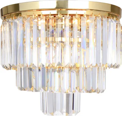 Image de Plafonnier AMEDEO doré et transparent, 1xE27x40W, cristal, dimensions : 24x25x25 cm, IP20, Zuma Line