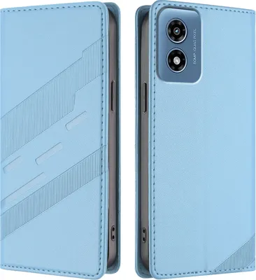 Produktbild von Hülle für Motorola Moto G 2024 5G, Kunstleder Brieftaschen Handyhülle mit Kartenfach und Standfunktion Hellblau