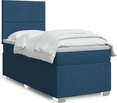 Produktbild von Boxspringbett mit Matratze Blau 100x200 cm Stoff, Klassische Betten 2024 Neu