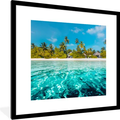 Produktbild von MuchoWow® Gerahmtes Poster Strand - Palmen - Meer 40x40 cm - Poster mit Schwarzem Bilderrahmen Wandposter Rahmen Foto Bilder - Poster - Plakat im Rahmen