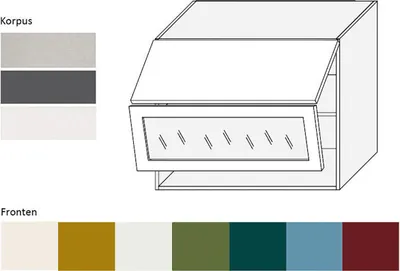 Produktbild von Küchenschrank Hängeschrank 90cm Korpus grau Front  RAL 6004 blaugrün matt (RI-W8BS/90/WKF-AV)