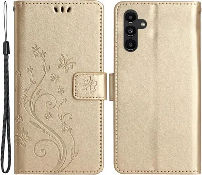 Produktbild von Samsung Galaxy A54 Hülle - Coverup Blumen & Schmetterlinge Klapphülle - Gold