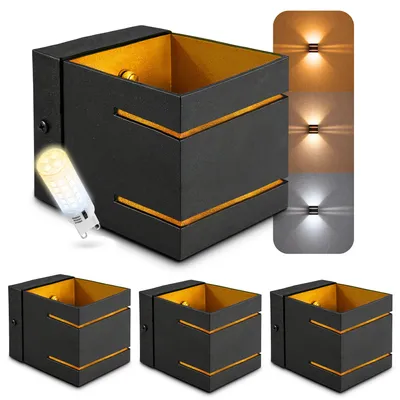Produktbild von SSC-LUXon KOURA DUO 4er Set Wandleuchten schwarz gold G9 LED 3CCT dimmbar