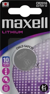 Zdjęcie produktu dla Maxell 11239100, Jednorazowa bateria, CR2016, Lithium-Manganese Dioxide (LiMnO2), 3 V, 1 szt., 90 mAh