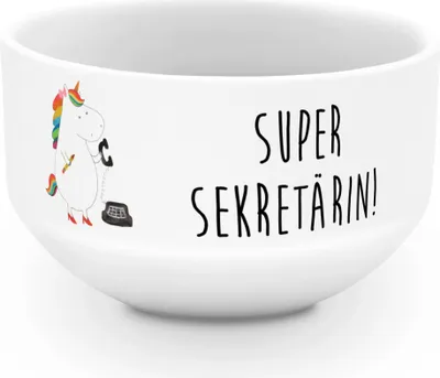 Produktbild von Mr. & Mrs. Panda Schüssel Einhorn Sekretärin - Weiß - Geschenk, Einhörner, schale, joghurtbowl, Büro, Müslischale, Obstschale, Unicorn, Müslischüssel, Bürokraft