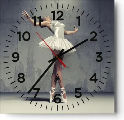 Produktbild von Wanduhr - Quadrat - Glasuhr - Ballerina Weiß Wand - 40x40cm - Schleichendes Uhrwerk - Lautlos - zum Aufhängen bereit - Dekoration Modern - Wanddekoration aus Glas - C4AC40x40-4344