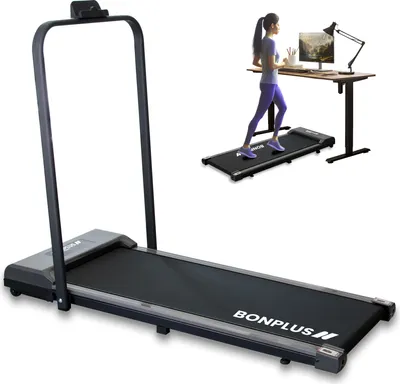 Produktbild von Bonplus BP | Bežecký pás na doma | Ultra tenký | Do 10 km za hodinu | Len 12 centimetrov vysoký | Skladací a ľahko skladovateľný | Maximálna nosnosť 1
