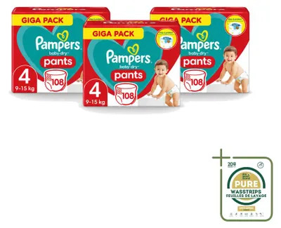 Image de 3 couches-culottes Pampers Baby-Dry, taille 4, 9-15 kg - Pack économique - 3 pièces